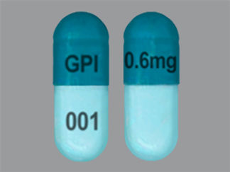 Esto es un Cápsula imprimido con GPI 0.6mg en la parte delantera, 001 en la parte posterior, y es fabricado por None.