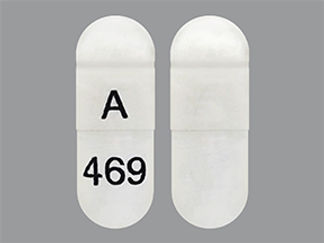 This is a Capsule imprinted with A on the front, 469 on the back.