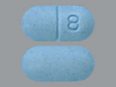 Esto es un Tableta turquesa oblongo imprimido con 8 en la parte delantera, nada en la parte posterior, y es fabricado por CAMBER PHARMACE.