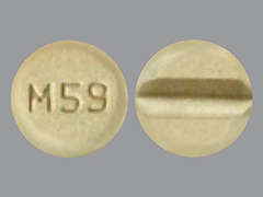 Esto es un Tableta color de oliva redondo imprimido con M59 en la parte delantera, nada en la parte posterior, y es fabricado por MACLEODS PHARMA.