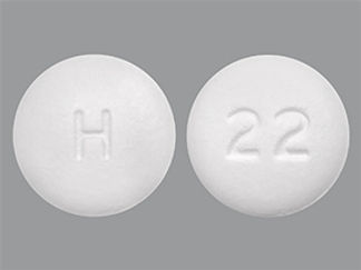 This is a Tablet imprinted with H on the front, 22 on the back.