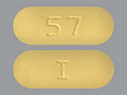 Quetiapine Fumarate: Esto es un Tableta amarillo oblongo imprimido con 57 en la parte delantera, I en la parte posterior, y es fabricado por CAMBER PHARMACE.