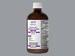 This is a red Liquid imprinted with nothing on the front, nothing on the back, and is manufactured by ONCOR PHARMACEU.