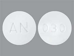This is a white round Tablet imprinted with AN on the front, 030 on the back, and is manufactured by AMNEAL PHARMACE.