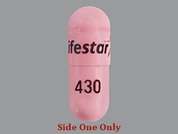 Prazosin Hcl: Esto es un Cápsula rosado oblongo imprimido con Lifestar and logo en la parte delantera, 430 en la parte posterior, y es fabricado por LIFESTAR PHARMA.