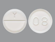 Glycopyrrolate: This is a white round Tablet imprinted with Y on the front, 08 on the back, and is manufactured by AUROBINDO PHARM.