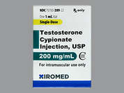 Testosterone Cypionate: Esto es un Vial incoloro imprimido con nada en la parte delantera, nada en la parte posterior, y es fabricado por XIROMED, LLC.
