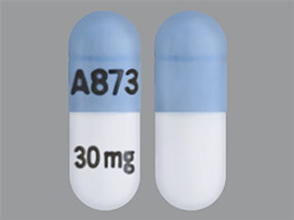 This is a Capsule Er Sprinkle Biphasic 40-60 imprinted with A873 on the front, 30 mg on the back.