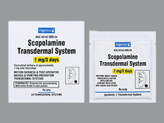 This is a Patch Transdermal 3 Day imprinted with Scopolamine 1mg/3 days on the front, nothing on the back.