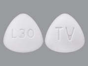 Lisdexamfetamine Dimesylate: This is a white triangular Tablet Chewable imprinted with L30 on the front, TV on the back, and is manufactured by TEVA USA.