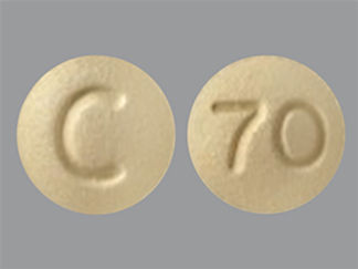 This is a Tablet imprinted with C on the front, 70 on the back.