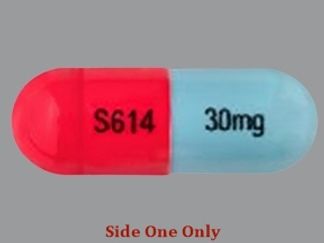 This is a Capsule imprinted with S614 on the front, 30 mg on the back.