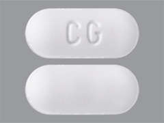 Esto es un Tableta blanco oblongo imprimido con CG en la parte delantera, nada en la parte posterior, y es fabricado por AFT PHARMACEUTI.
