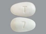 Losartan Potassium: Esto es un Tableta blanco teardrop imprimido con T en la parte delantera, 7 en la parte posterior, y es fabricado por XLCARE PHARMACE.