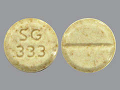 Esto es un Tableta maraillo pálido redondo imprimido con SG 333 en la parte delantera, nada en la parte posterior, y es fabricado por CIPLA USA, INC..