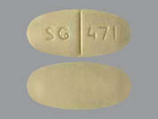 Levetiracetam: Esto es un Tableta amarillo oblongo imprimido con SG 471 en la parte delantera, nada en la parte posterior, y es fabricado por SCIEGEN PHARMAC.