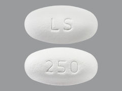 This is a white oval Tablet imprinted with LS on the front, 250 on the back, and is manufactured by LIFESTAR PHARMA.