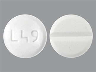 This is a Tablet imprinted with L49 on the front, nothing on the back.