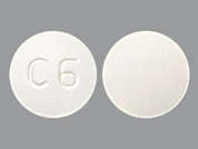 Olanzapine: This is a white round Tablet imprinted with C6 on the front, nothing on the back, and is manufactured by MODAVAR PHARMAC.