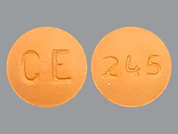 Thioridazine Hcl: Esto es un Tableta naranja claro redondo imprimido con CE en la parte delantera, 245 en la parte posterior, y es fabricado por CHARTWELL RX LL.