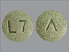 This is a green round Tablet Er 24 Hr imprinted with L7 on the front, logo on the back, and is manufactured by ADVAGEN PHARMA.