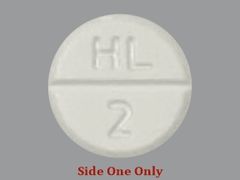 This is a white round Tablet imprinted with HL  2 on the front, nothing on the back, and is manufactured by AUROBINDO PHARM.
