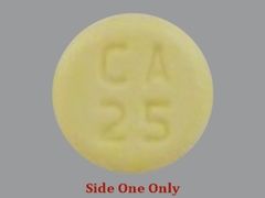 This is a Tablet imprinted with CA 25 on the front, LT 100 on the back.