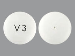 This is a white round Tablet Er 24 Hr imprinted with V3 on the front, nothing on the back, and is manufactured by RISING PHARM.