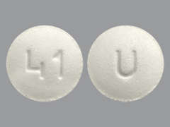 This is a white round Tablet Er 24 Hr imprinted with 41 on the front, U on the back, and is manufactured by UNICHEM PHARMAC.