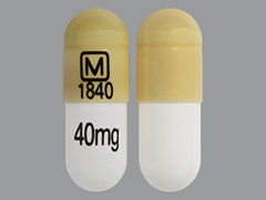 This is a yellow oblong Capsule Er Biphasic 30-70 imprinted with M  1840 on the front, 40 mg on the back, and is manufactured by MALLINCK-SPECGX.