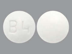 This is a white round Tablet imprinted with B4 on the front, nothing on the back, and is manufactured by ALEMBIC PHARMAC.