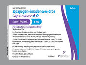Papzimeos: This is a colorless Vial imprinted with nothing on the front, nothing on the back, and is manufactured by PRECIGEN, INC..