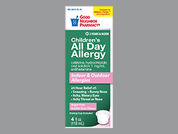Child All Day Allergy: Esto es un Solución Oral amarillo imprimido con nada en la parte delantera, nada en la parte posterior, y es fabricado por AMERISOURCE-GNP.