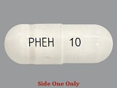 This is a white oblong Capsule imprinted with PHEH on the front, 10 on the back, and is manufactured by NORTHSTAR RX LL.