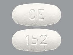 This is a white oval Tablet imprinted with CE on the front, 152 on the back, and is manufactured by CHARTWELL RX LL.