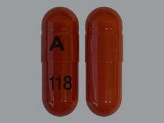 This is a coral red oblong Capsule imprinted with A on the front, 118 on the back, and is manufactured by ALEMBIC PHARMAC.