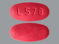 This is a pink oval Tablet imprinted with L578 on the front, nothing on the back, and is manufactured by ALEMBIC PHARMAC.