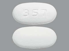 Esto es un Tableta LP 24 Hr blanco oval imprimido con 357 en la parte delantera, nada en la parte posterior, y es fabricado por ZYDUS PHARMACEU.