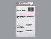 Flumist 2025-2026: This is a colorless Nasal Spray Syringe imprinted with nothing on the front, nothing on the back, and is manufactured by MEDIMMUNE/ASTRA.