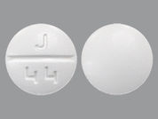 Trazodone Hcl: This is a white round Tablet imprinted with J  44 on the front, nothing on the back, and is manufactured by AUROBINDO PHARM.