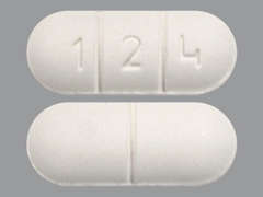 Esto es un Tableta blanco oblongo imprimido con 1 2 4 en la parte delantera, nada en la parte posterior, y es fabricado por RISING PHARM.
