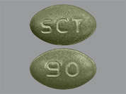 Cinacalcet Hcl: This is a light green oval Tablet imprinted with SCT on the front, 90 on the back, and is manufactured by STRIDES PHARMA.