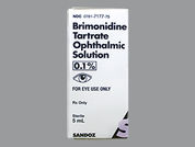 Brimonidine Tartrate: This is a greenish-yellow Drops imprinted with nothing on the front, nothing on the back, and is manufactured by SANDOZ.