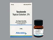 Tavaborole: This is a colorless Solution With Applicator imprinted with nothing on the front, nothing on the back, and is manufactured by ALEMBIC PHARMAC.