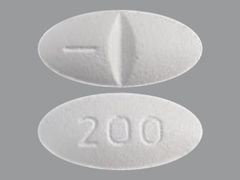 This is a white oval Tablet Er 24 Hr imprinted with I on the front, 200 on the back, and is manufactured by GRANULES PHARMA.
