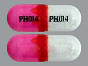 Pharbedryl: Esto es un Cápsula rosado oblongo imprimido con PH014 en la parte delantera, PH014 en la parte posterior, y es fabricado por PHARBEST PHARMA.