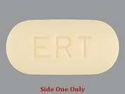 Emtricitabine-Rilpivirne-Tenof: Esto es un Tableta amarillo oblongo imprimido con M en la parte delantera, ERT en la parte posterior, y es fabricado por MYLAN.