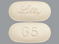 This is a light yellow oblong Tablet imprinted with Lilly on the front, G5 on the back, and is manufactured by ELI LILLY & CO..