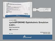 Cyclosporine: This is a white Dropperette Single-use Drop Dispenser imprinted with nothing on the front, nothing on the back, and is manufactured by AMNEAL PHARMACE.