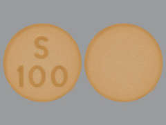 This is a beige round Tablet imprinted with S  100 on the front, nothing on the back, and is manufactured by APOTEX CORP.
